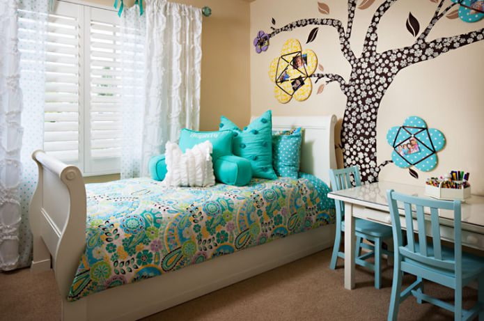 kinderkamer met turquoise accenten