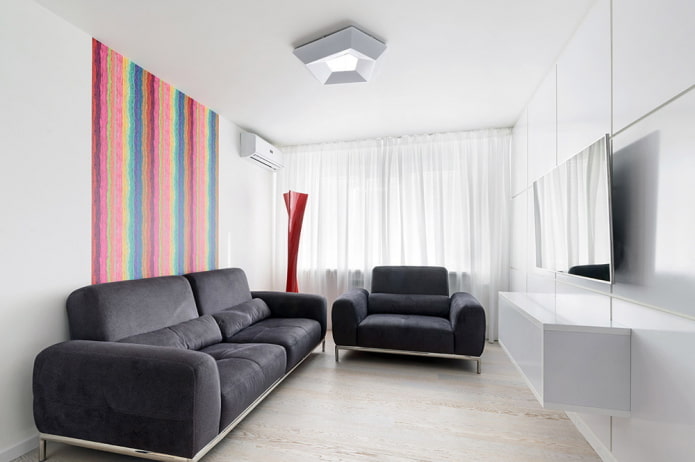 kleine woonkamer in een moderne, minimalistische stijl