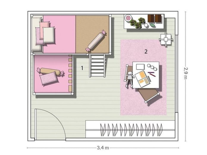 Indelingsvoorbeeld kinderkamer