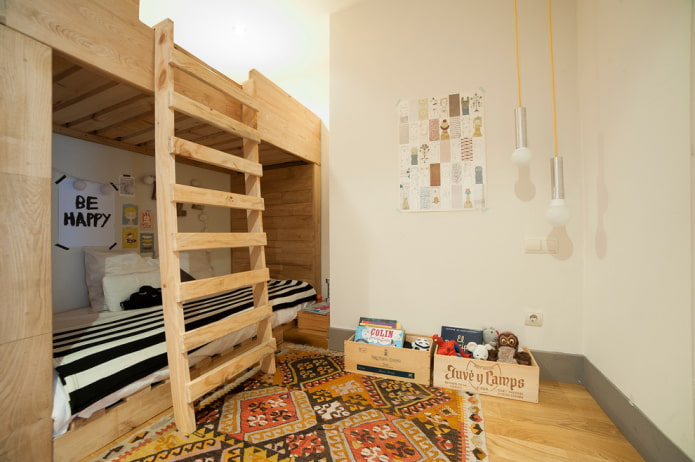 Een hoogslaper in een kinderkamer
