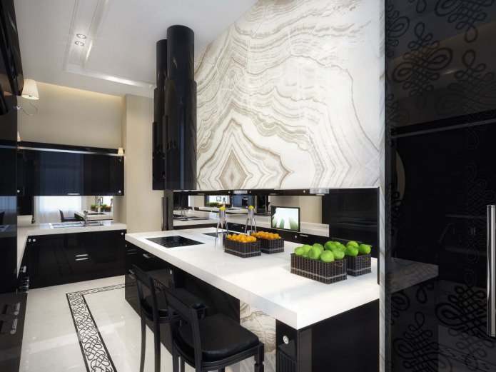 interieur van een kleine keuken met bar