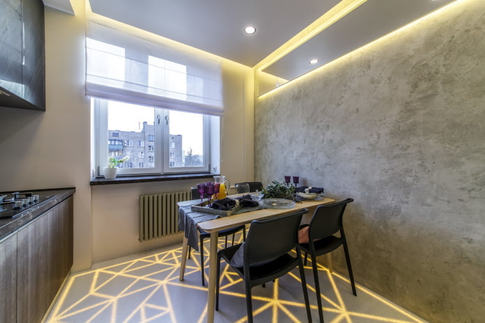 verlichting in het interieur van een kleine keuken