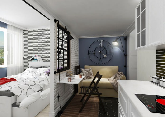 Ontwerp van een klein studio-appartement van 25 m?.