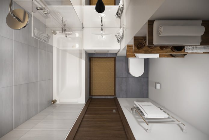 interieur van de badkamer in een studio-appartement
