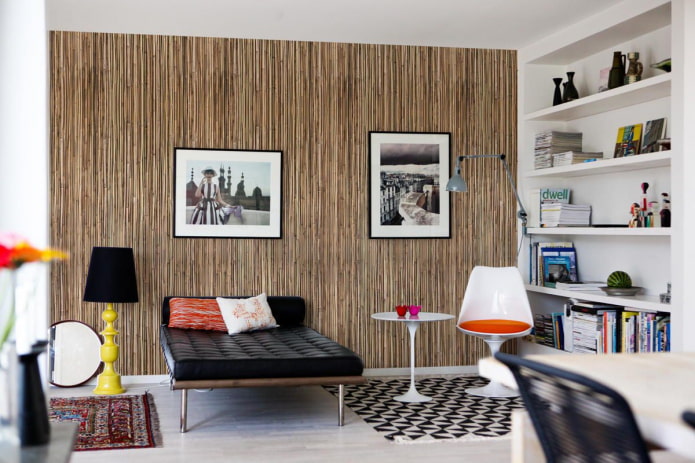 bamboe-imitatiebehang in het interieur