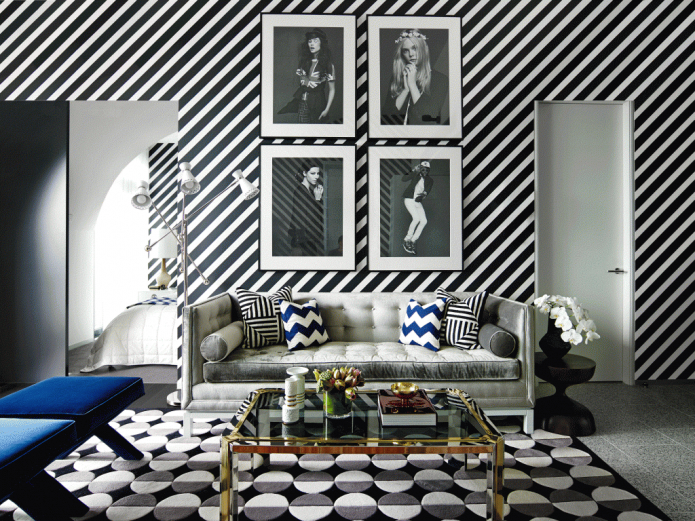 gestreept behang in het interieur