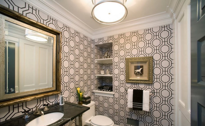 behang met zeshoeken in het interieur