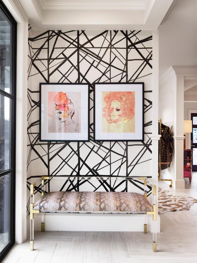 abstractiebehang in het interieur
