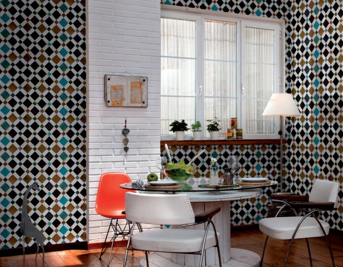 behang met een kleine diamant in het interieur