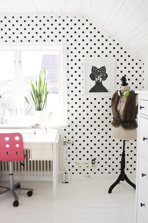stippenbehang in het interieur
