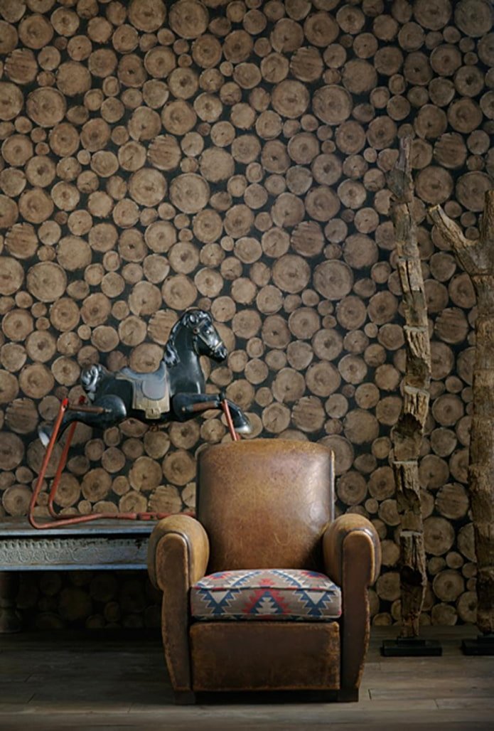 houtimitatiebehang in het interieur