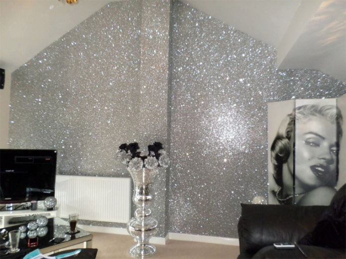 glitterbehang in het interieur