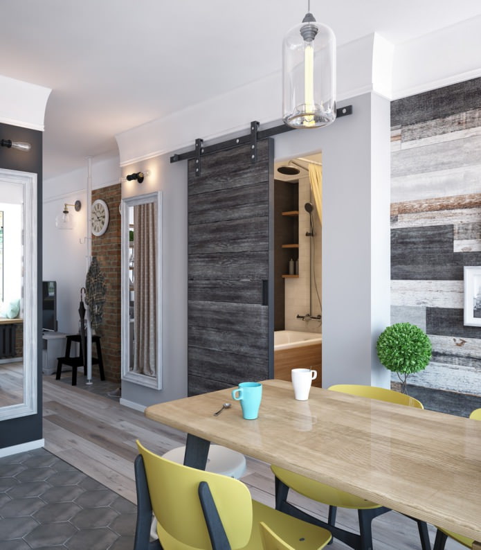 Ontwerp van een eenkamerappartement met schommel