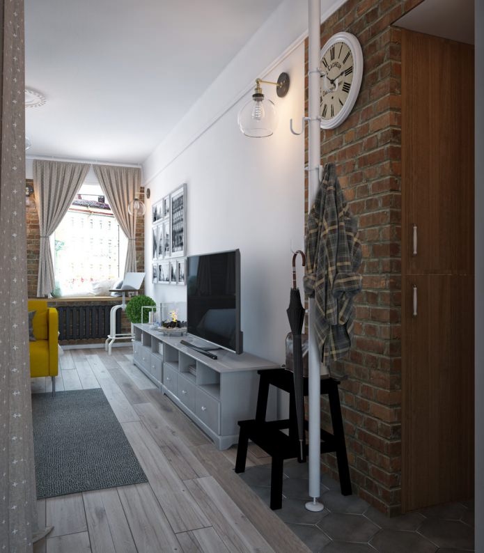 Ontwerp van een eenkamerappartement met schommel