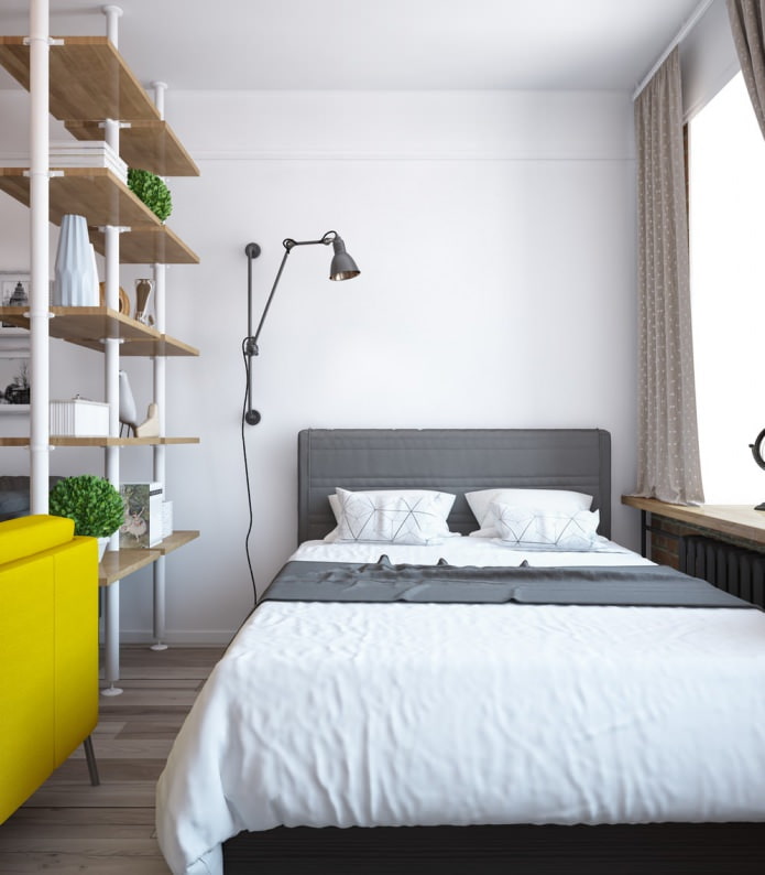 Slaapkamerontwerp in een eenkamerappartement-schommel
