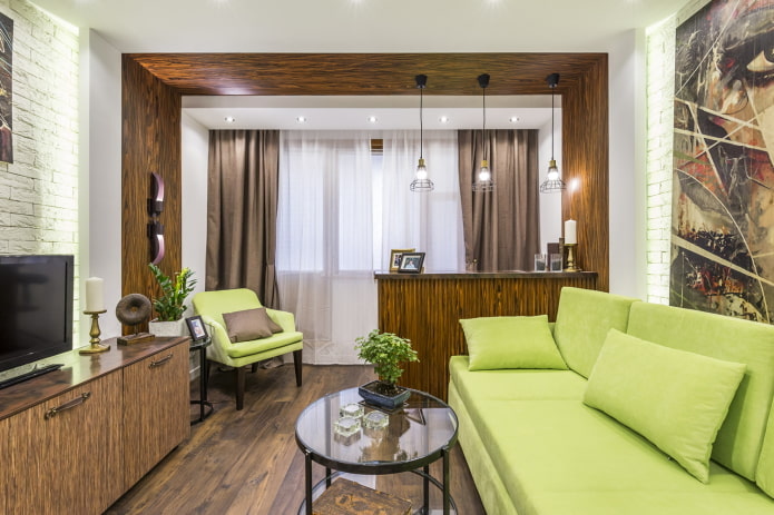 nis in een eenkamerappartement met balkon