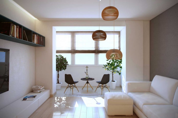 nis in een eenkamerappartement met balkon