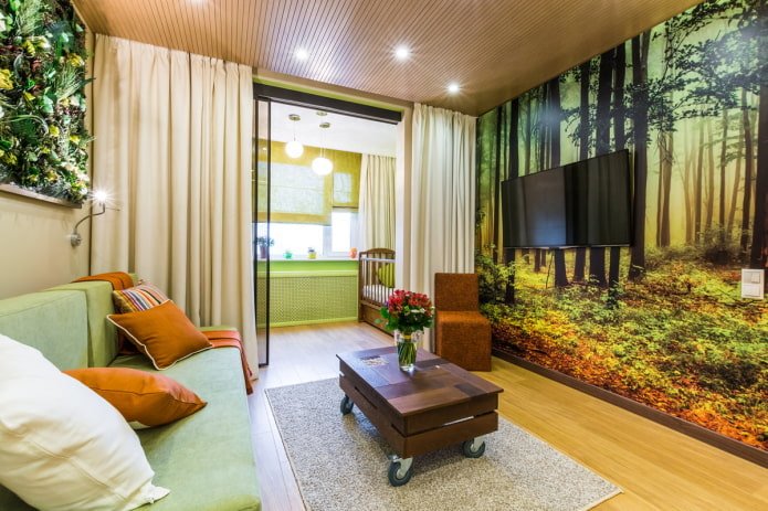 kinderkamer in een nis in het interieur van het appartement
