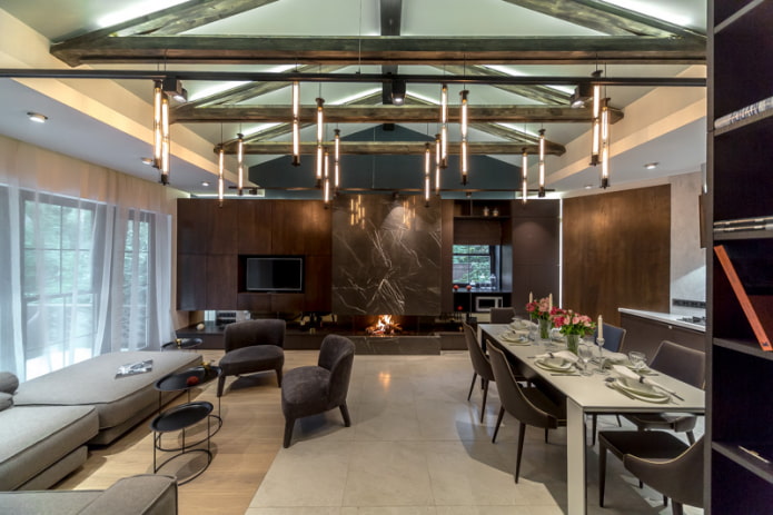 dakconstructies in het interieur van het huis