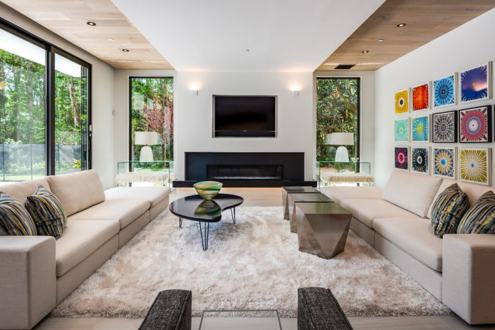 gecombineerd plafond in de woonkamer