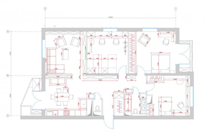 4-kamerappartementindeling