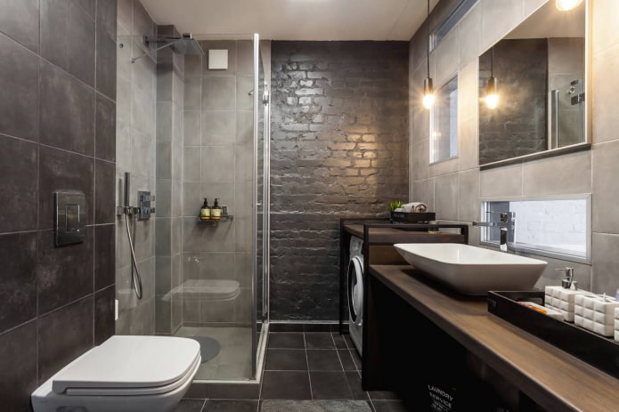 donkere loft badkamer