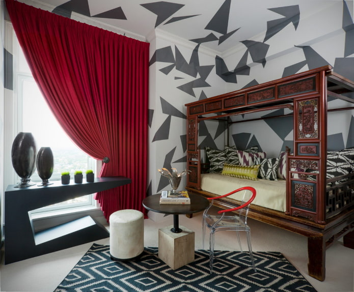 gordijnen met een houder in het interieur