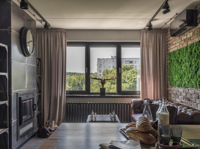 gordijnen in de stijl van de loft