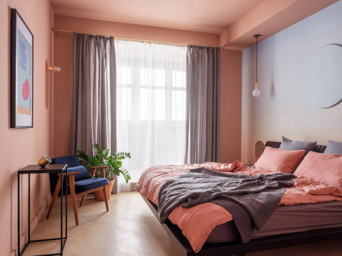 Vierkante slaapkamer in retrostijl