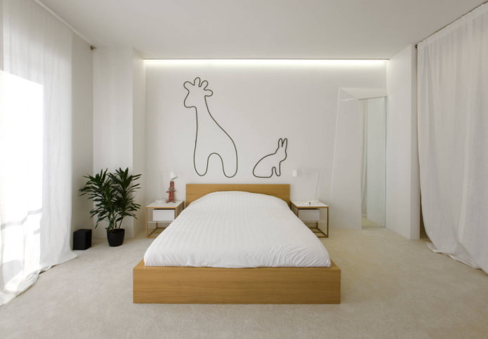 Slaapkamer in minimalistische stijl