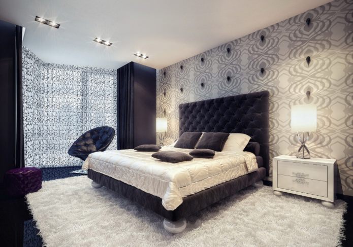luxe slaapkamerinrichting met behang