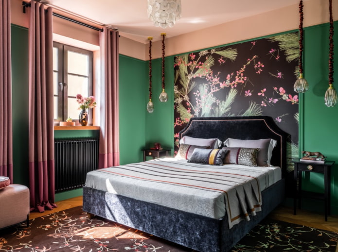 groene muren in de slaapkamer
