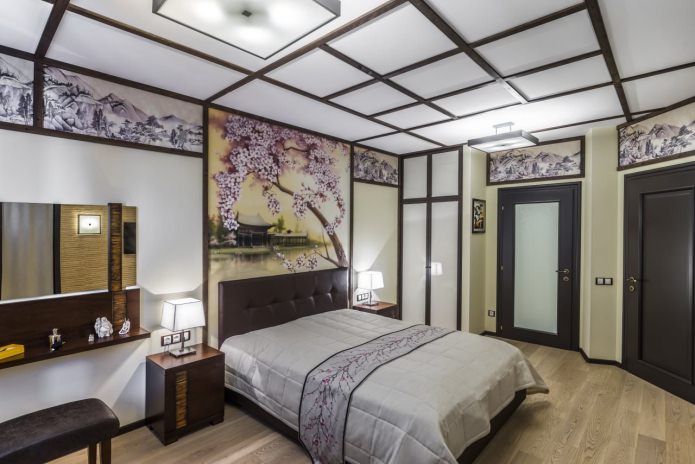 Muurschildering in de slaapkamer (sakura)