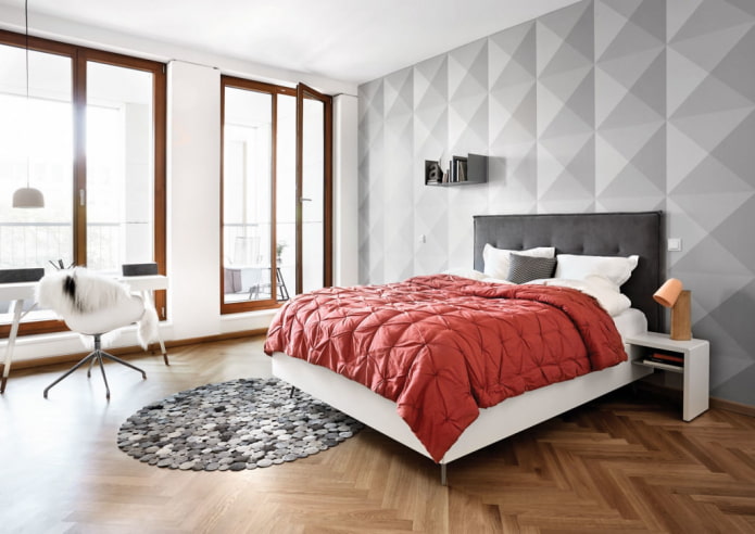 3D-behang op de muur in de slaapkamer