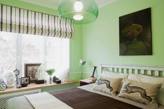 lichtgroene muren in de slaapkamer