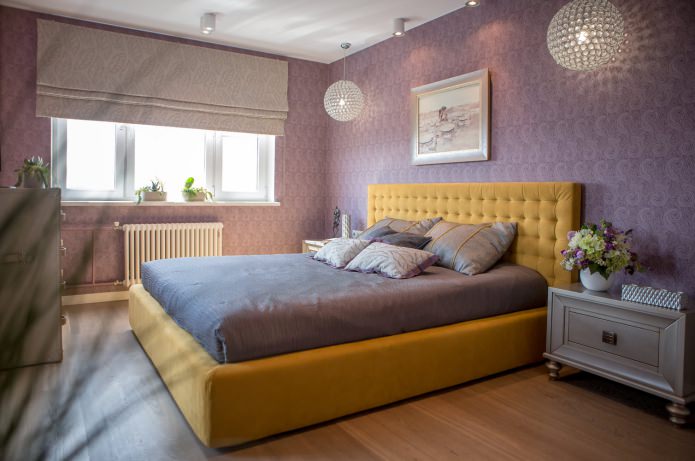 paarse muren in de slaapkamer