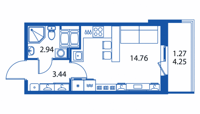 Indelingen appartement 22 m?