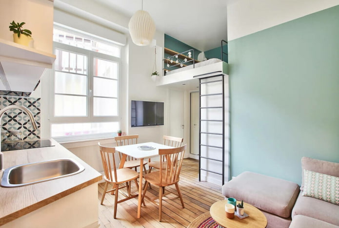 interieur van een klein studio-appartement