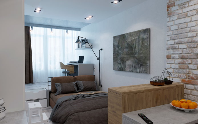 meubelopstelling in het interieur van een studio-appartement