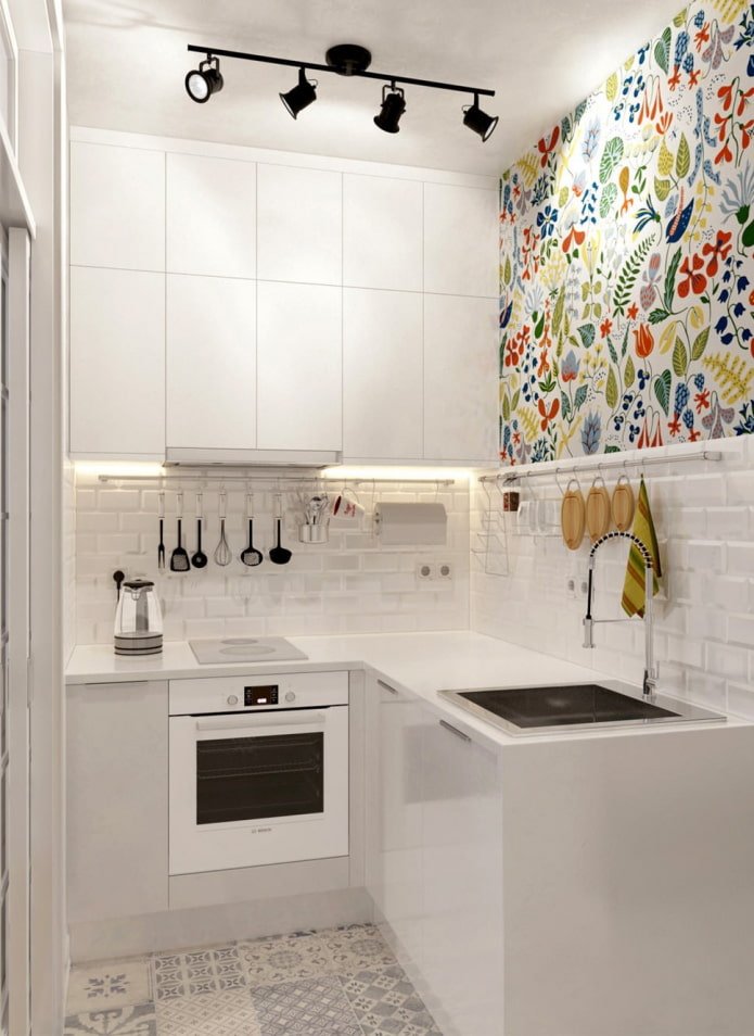 keukenhoek in het interieur van een studio-appartement