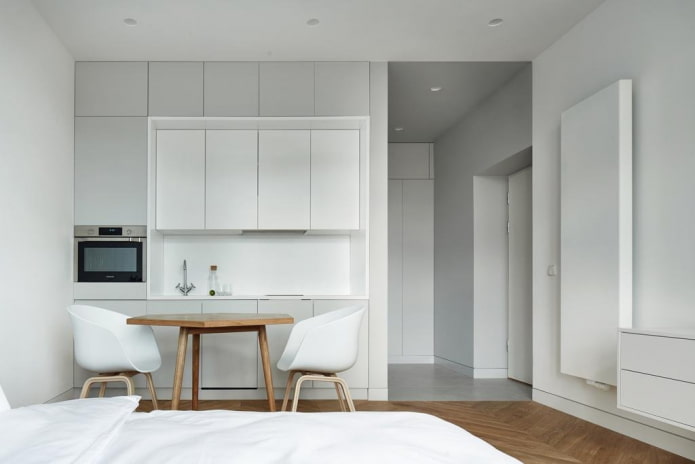 keukenhoek in het interieur van een studio-appartement