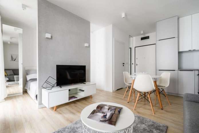 indeling van het interieur van een studio-appartement