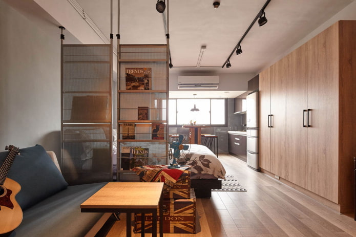 interieur van een studio-appartement in loftstijl