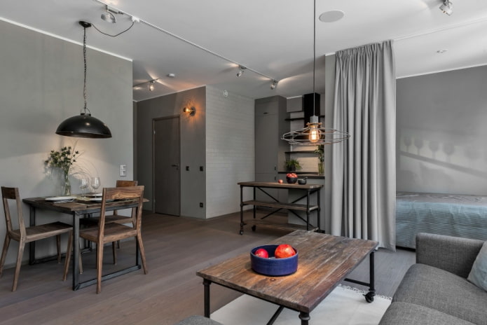 interieur van een studio-appartement in loftstijl