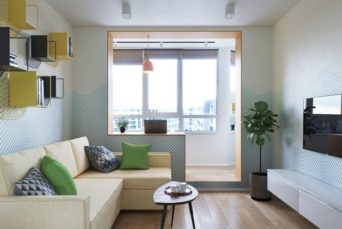 interieur van een studio-appartement met balkon
