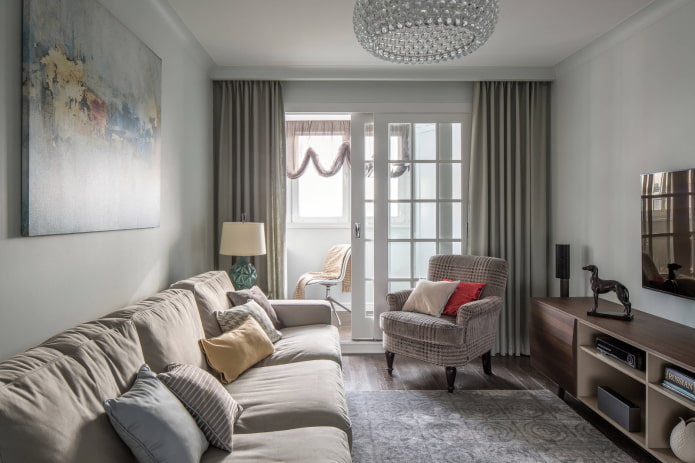 Woonkamer in een driekamerappartement