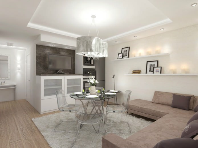 ruime eetkamer in een driekamerappartement