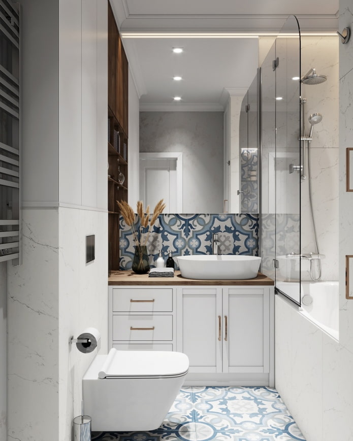 blauwe badkamer tegels