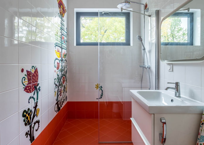 Lichte muren in de douche