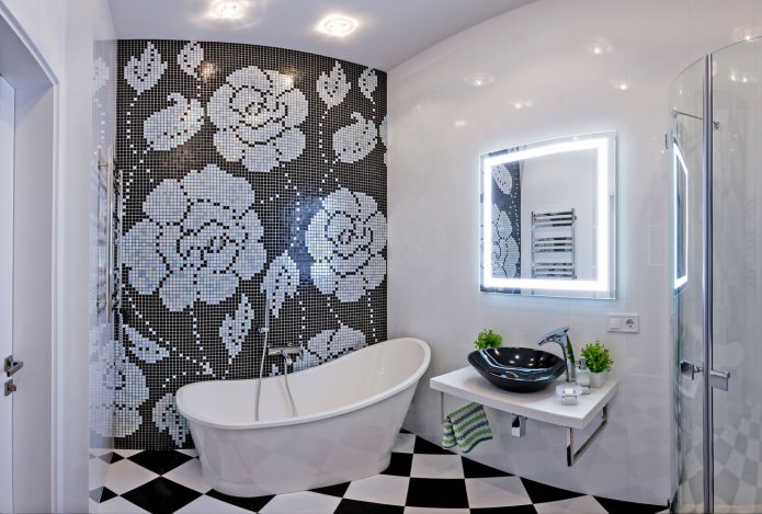 zwart-witte badkamer in een moderne stijl